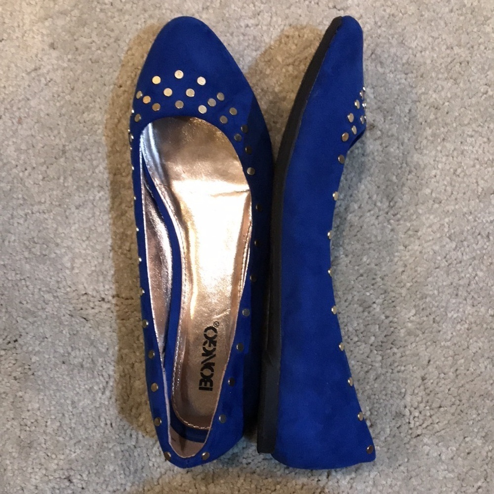 BONGO Ballet Flats Cobalt Blue with Gold Stud Detailing-Size 8.5